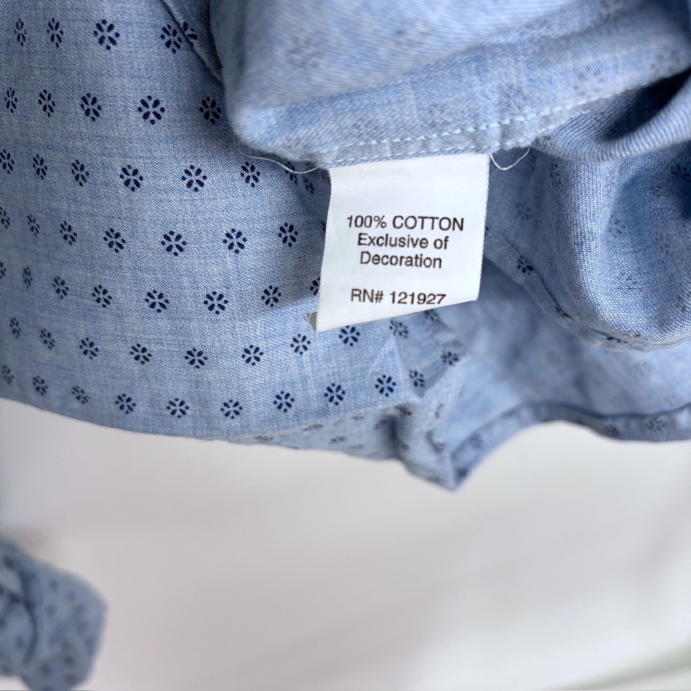 Johnnie-O' Hangin Out Long Sleeve Button Up Shirt XXL Mens Blue Conrad Chambray - Picture 7 of 10